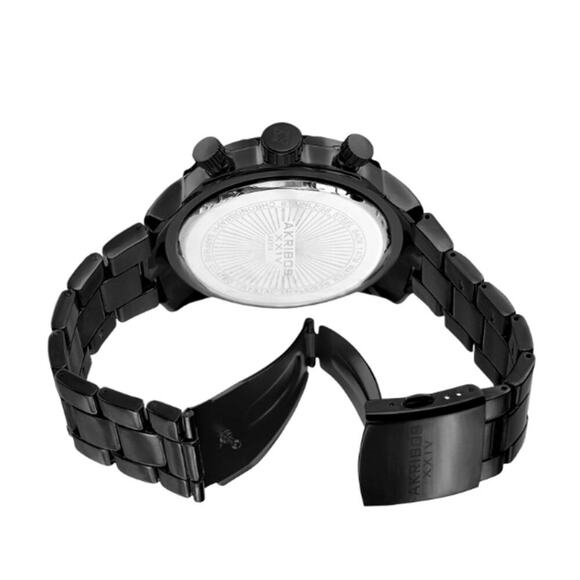 MEN'S WATCH AKRIBOS XXIV QUARTZ CHRONOGRAPH ETCHED-PATTERN DIAL STRAP STAINLESS - Picture 3 of 5